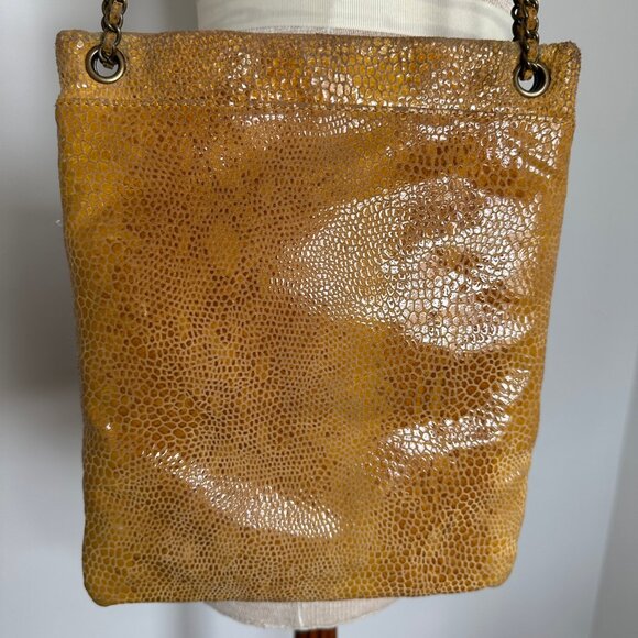 Hobo International Gold Yellow Leather Snakeskin Purse Crossbody Shoulder Strap - Picture 9 of 13